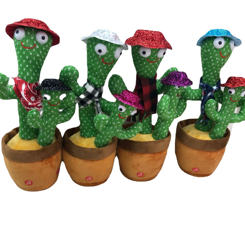 new electronic shake Plush 120 songs USB Charging interactive Music lights singing dancing cactus toy