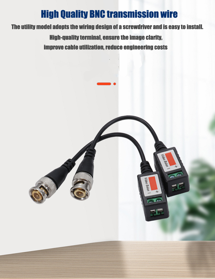 High quality CCTV camera Engineering accessories Video balun BNC to rj45 with power balun video