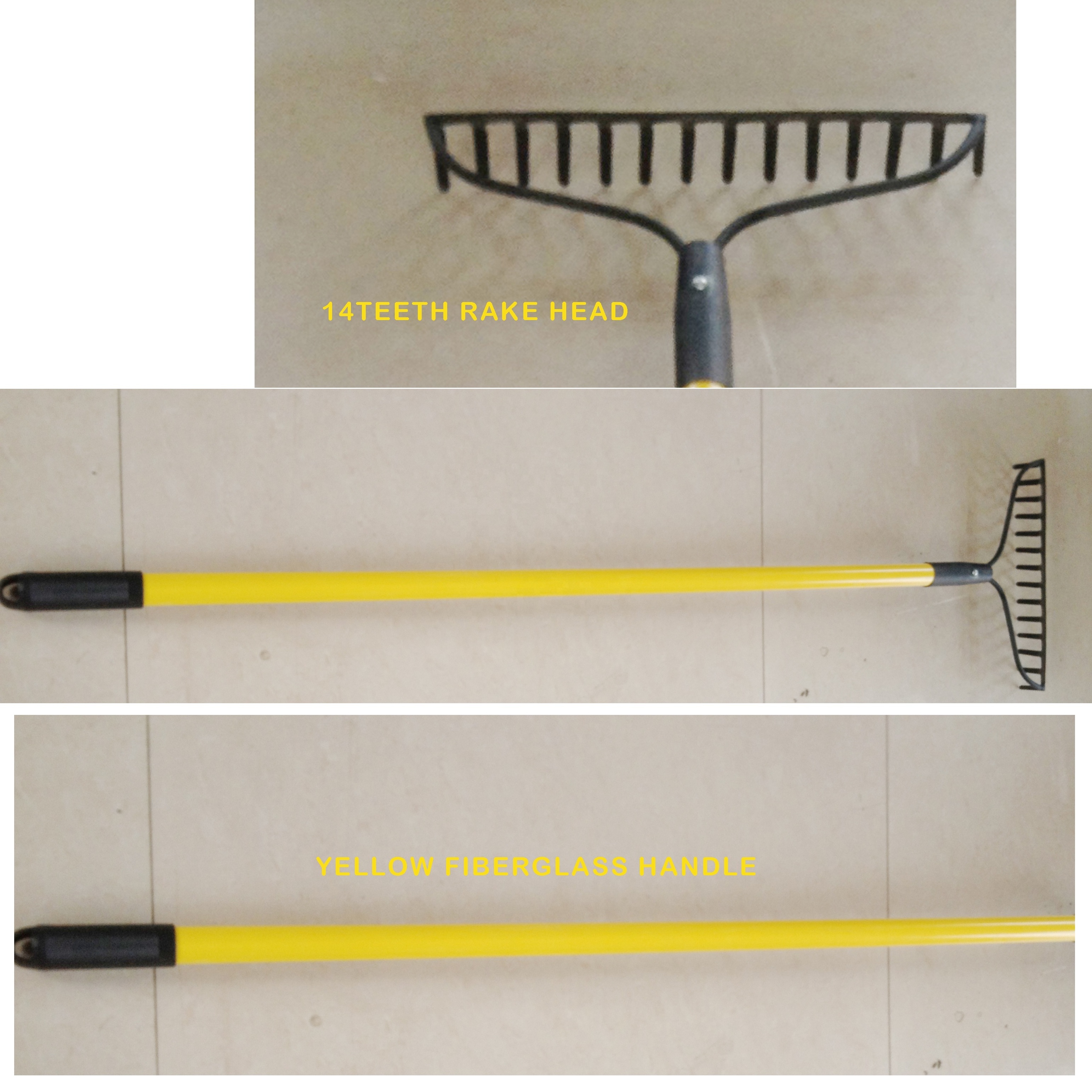 090 Light Rust Resistant Bunker Landscape Tines Grass Rake Garden Tool Steel Rake