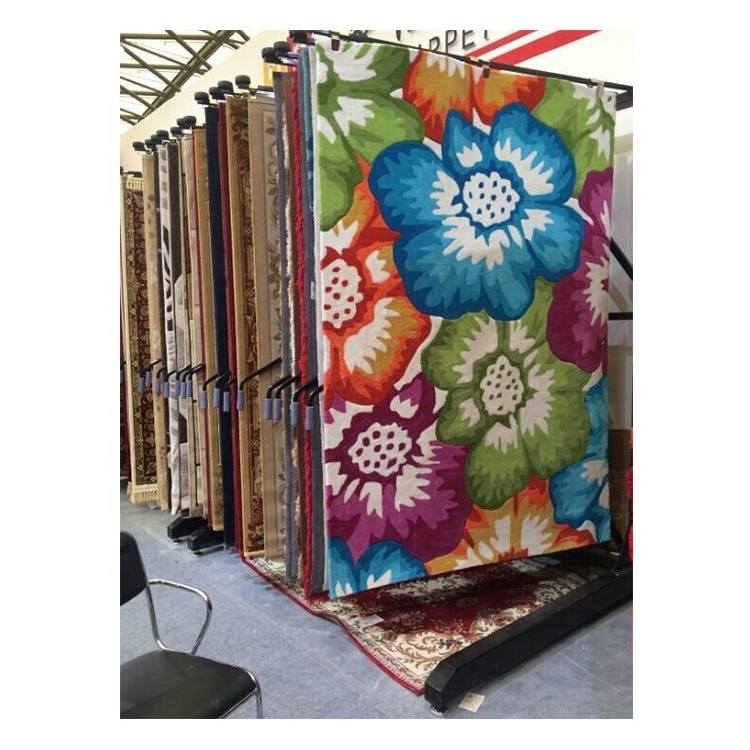 DT004  Popular Book Style Metal Carpet  Rack for Display Rug as Marketing display rack stand