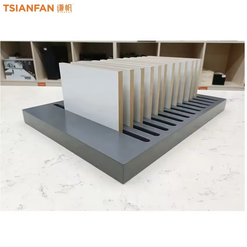 New design simple card floor mobile metal pegboard display racks peg board display stone countertop stone display rack