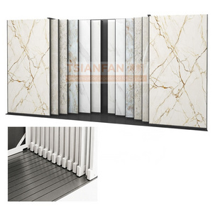 Showroom Large Sintered Stone Sample Pull Push Granite Marble Wall Display Stand Horizontal Sliding Tile Metal Floor Stand Rack