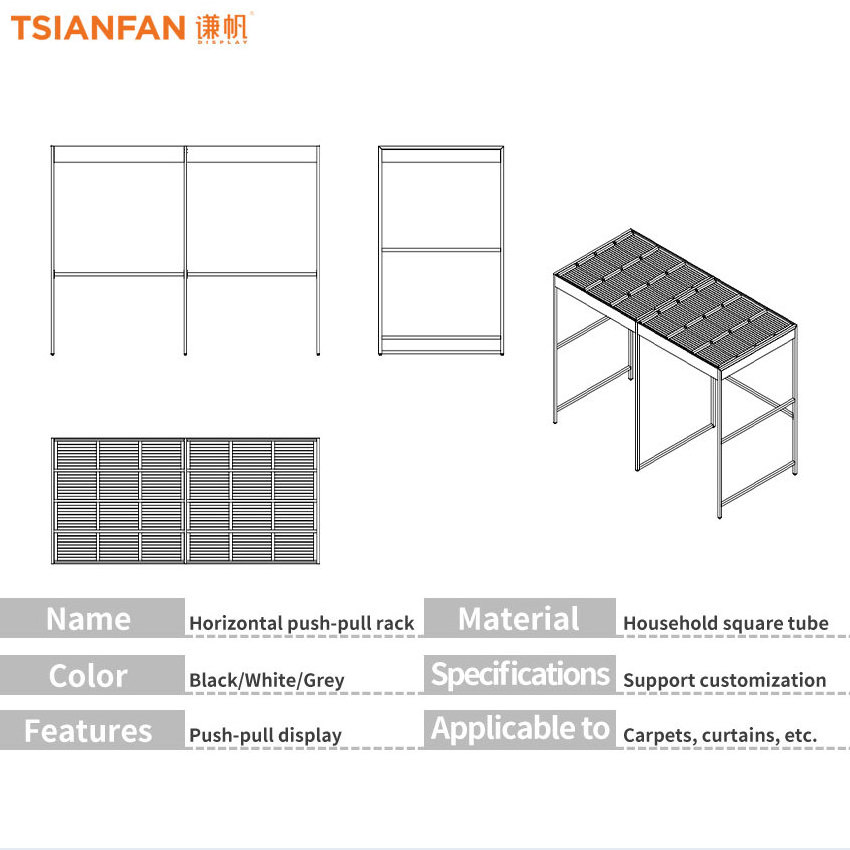 factory produced push pull rug showroom design free standing carpet sliding stand display rack