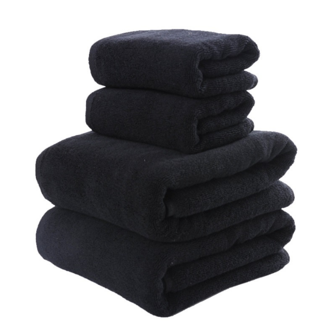 Black microfiber towel with custom logo hairdressing cotton custom logo microfiber salon beauty spa black barber towels