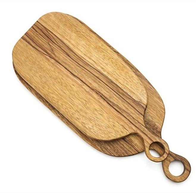 Acacia Wood Cutting Board with Handle - Wooden Charcuterie Board  Serving Butcher Block Carving Board for Kitchen Chopping