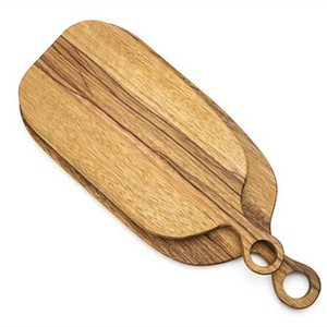 Acacia Wood Cutting Board with Handle - Wooden Charcuterie Board  Serving Butcher Block Carving Board for Kitchen Chopping