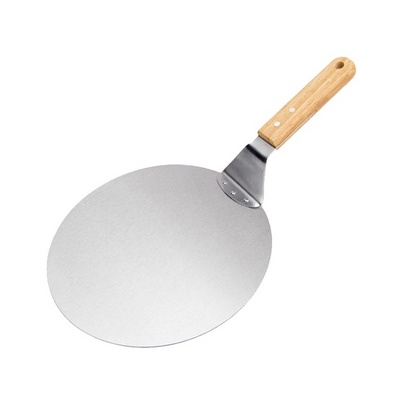 10" 12" Stainless Steel Pizza Shovel Round Pizza Peel Cake Shovel Safe Transfer Shovel Baking Tools with Wooden Handle