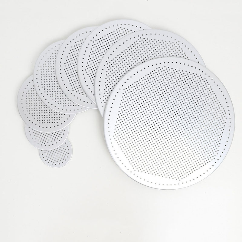 9cm-34cm Anodized Aluminium Perforated Round Pizza Screen Expanded Wire Mesh pizza Plate hut crisp pan Thin Crust Pizza Pan