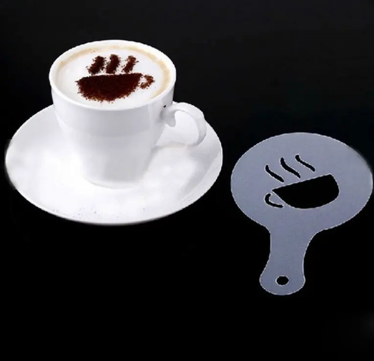 Wholesale 16 Pcs Cappuccino Plastic Template Cake Decorating Stencils Coffee Stencil