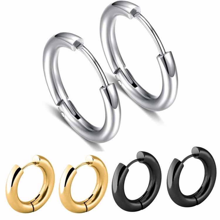 High Quality PVD 18K Gold Plated Fadeless Stainless Steel Fashion Jewelry Hoop Earrings Lightweight Chunky Open Hoops for Women