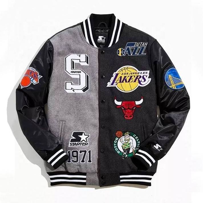 OEM Mens Jackets High Quality Custom chenille embroidery patch Corduroy Fabric Warm Bomber Letterman Baseball Jacket For Men