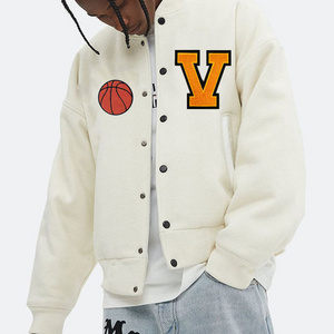 OEM custom winter high quality embroidery fleece baseball bomber letterman varsity jacket for men