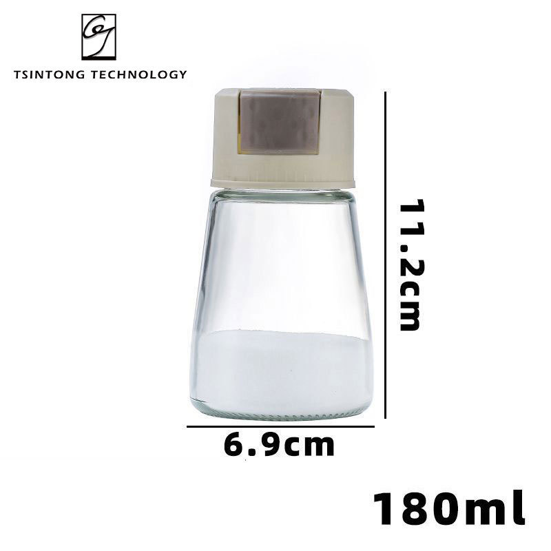 Wholesale 180ml 6oz User Friendly Press Type Metering Salt Shaker Quantitative Salt Seasoning Glass Bottle for Kitchen