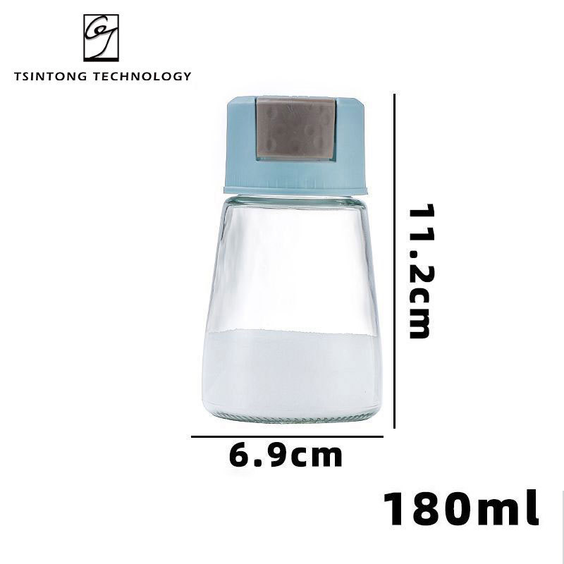 Wholesale 180ml 6oz User Friendly Press Type Metering Salt Shaker Quantitative Salt Seasoning Glass Bottle for Kitchen