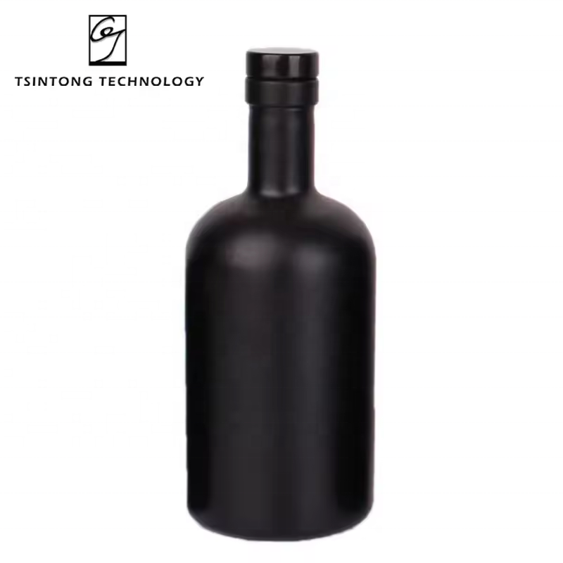 Best Sale Wholesale Round 375ml 500ml 750ml 1L Black Matte Olive Oil Bottle Glass with Lid