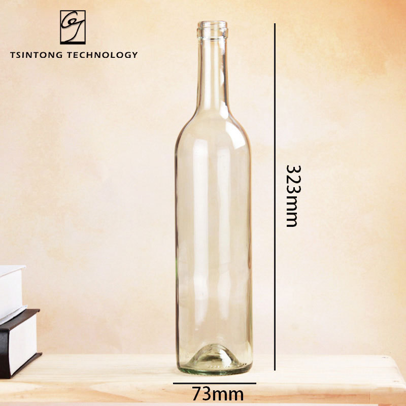 Wholesale 750ml 25oz High Quality Empty Clear Glass Bordeaux Tequila Wine Bottle