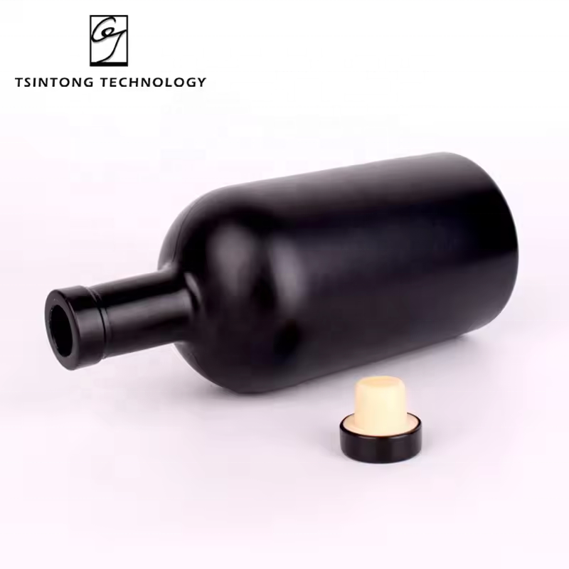 Best Sale Wholesale Round 375ml 500ml 750ml 1L Black Matte Olive Oil Bottle Glass with Lid