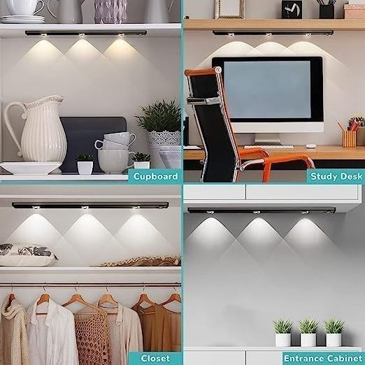 Tsinye LED Cabinet Lights, Under Counter Closet Lights with Motion Sensor, USB Rechargeable Cat's Eye Hill Corrugated Light