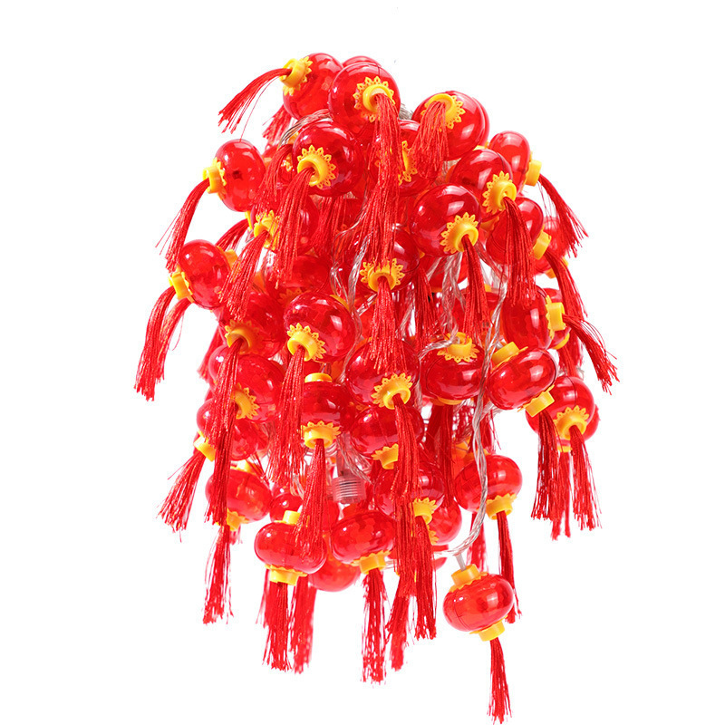 Traditional Chinese Knot Red Lantern LED String Light Battery Operated Hanging New Year Lanterns Red Lantern Fairy String Lights