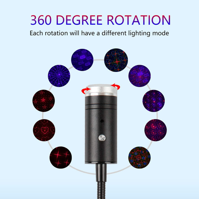 USB Car Roof Atmosphere Star Sky Lamp  USB Sky Night Lamp Fit All Cars Ceiling Roof Starry Led laser projector Light