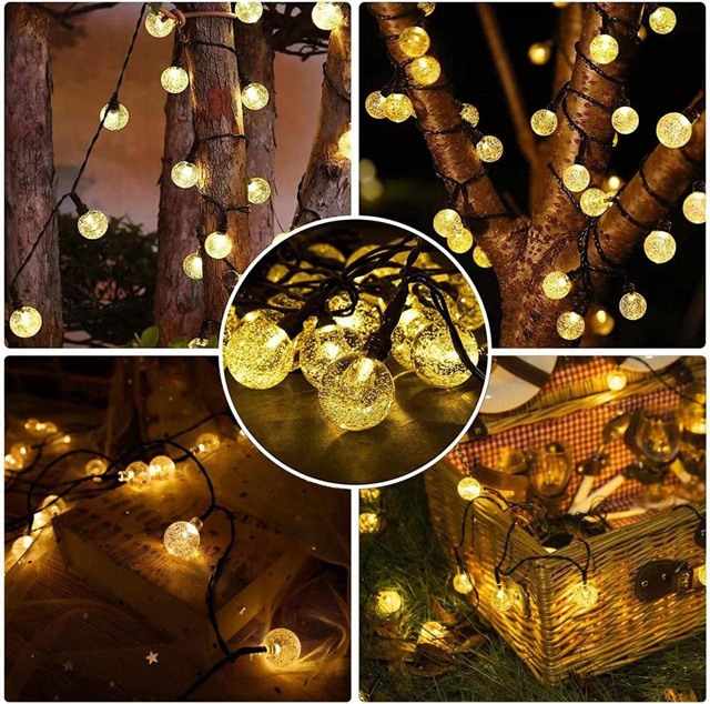 Outdoor Bubble Crystal Ball Waterproof Garland 30 LED Solar Powered Fairy String Lights Holiday Party Decoration String Light