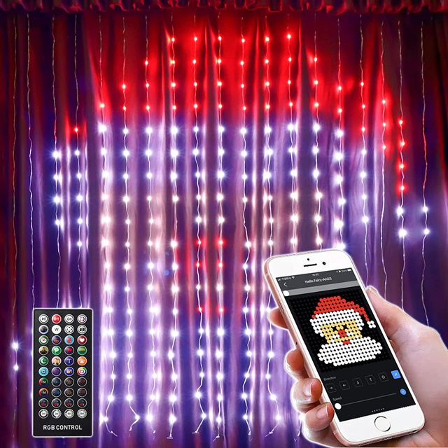 Christmas Curtain Light RGB Pixel Control App Controlled DIY Christmas Lamp Smart Home Ceiling Curtain Fairy Lights