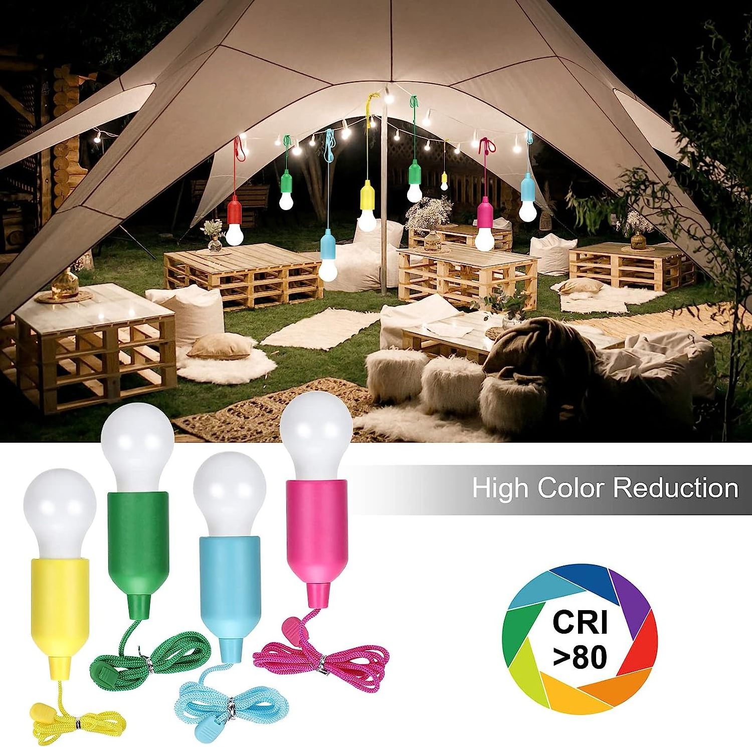 Colorful LED Hanging Lamp Bulb Clip Hook Hurricane Emergency Lights LED Camping Light portable light bulb tent camping