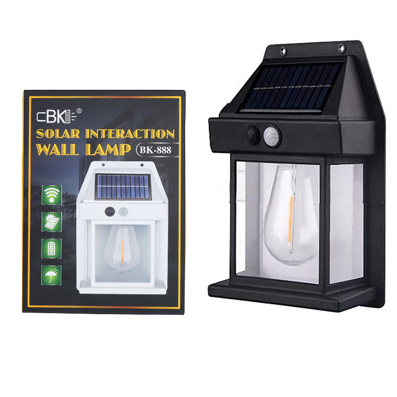 2023 New Design Tungsten bulb led solar outdoor garden wall light with sensor wireless ip65 solar wall lamp  For House Patio