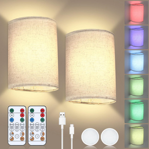 Battery Operated Wall Sconces Set of Two Wall Decor for Bedroom Dimmable LED Lights 16 RGB Colors Remote-Controlled Wall Lamps