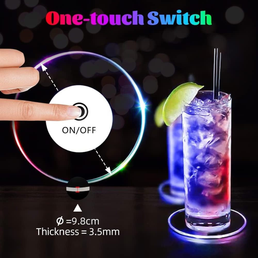 7Colors RGB LED Bottle Lights LED Sticker Coaster Discs Light Up for Drinks  LED Sticker Coaster Discs Light Up for Drinks Flash