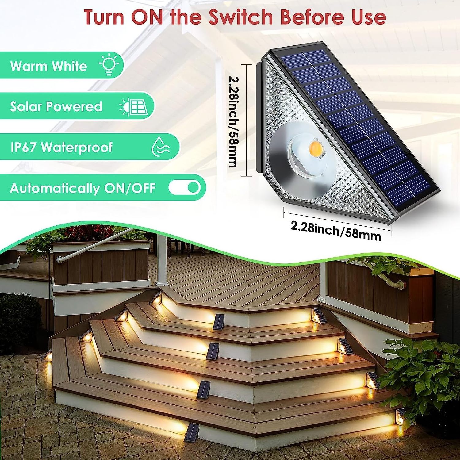 Outdoor Ip67 Waterproof Rgb Led Solar Deck Stair Step Lights Home Decoration Yard Path Lamp  Solar LED Garden Lamp