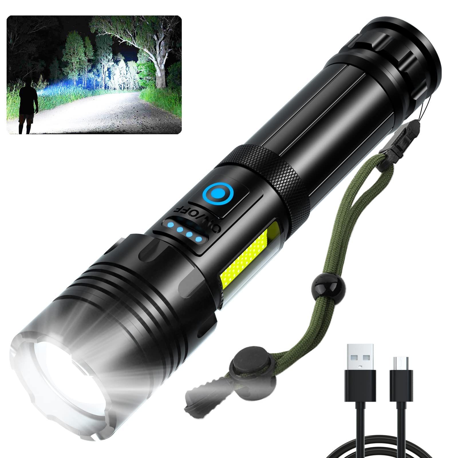 TSINYE LED Flashlight  Bright10000 Aluminum Tactical Portable Flashlights High Lumens with 7 Modes Waterproof Focus  Flash Light