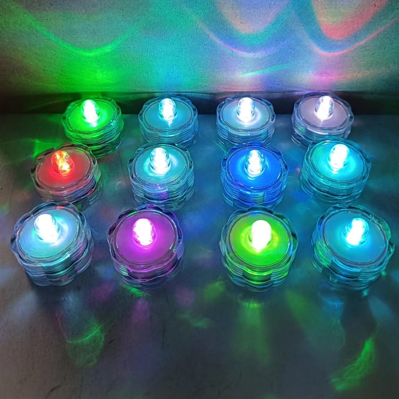 LED Beautiful Submersible Pond Lights Waterproof Tea Lights Battery Operated Candles Lights