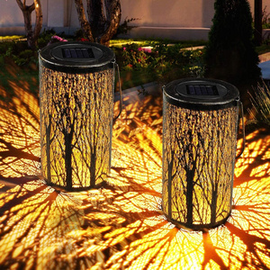 Solar Powered Decorative Retro Lantern with Handle Solar Lights Solar Lantern LED Garden Lights Metal Lamp Lantern Solar Hanging