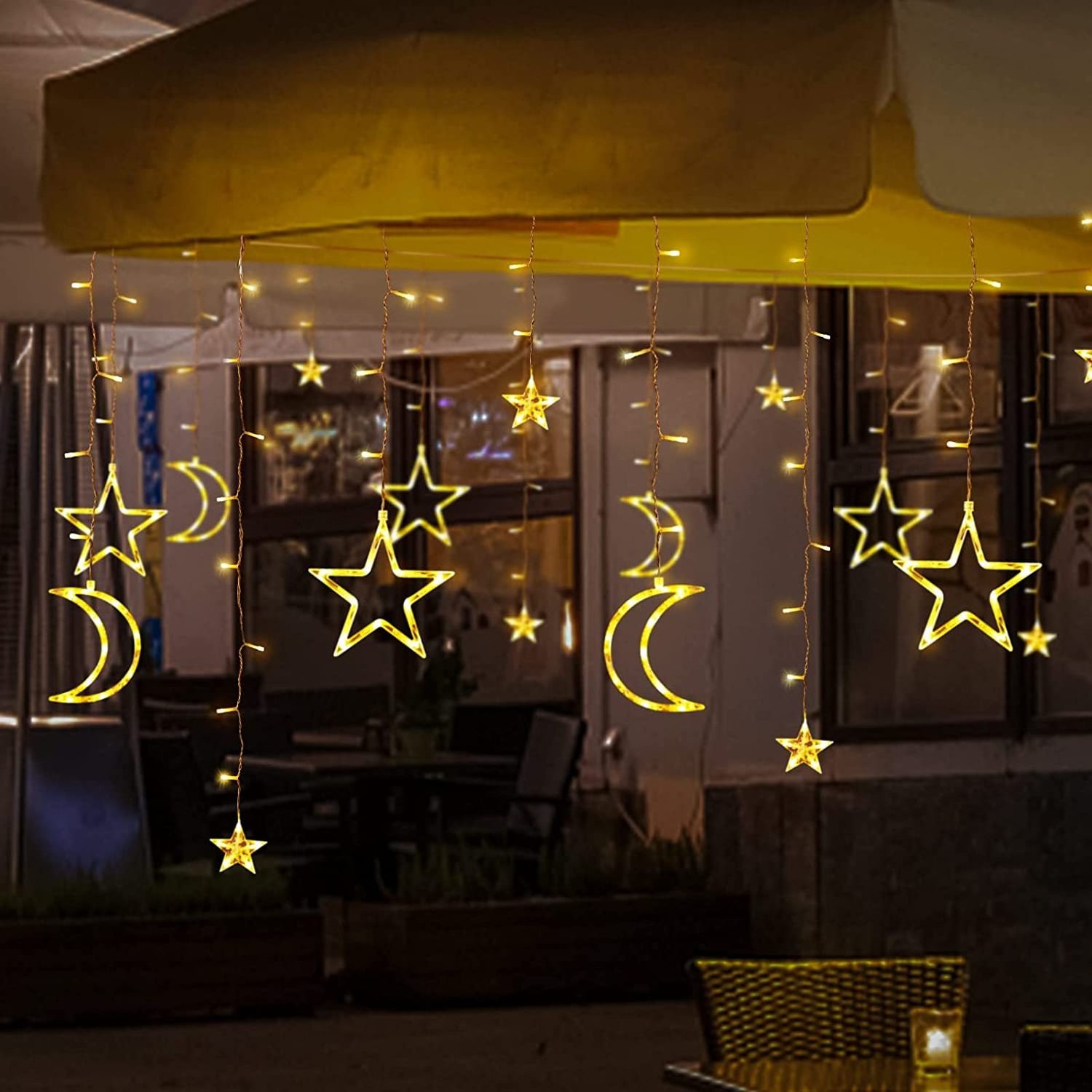 Hot sale Decoration Ramadan Christmas LED Star Moon String Lighting Gifts Led Twinkling Stars Led Curtain Lights