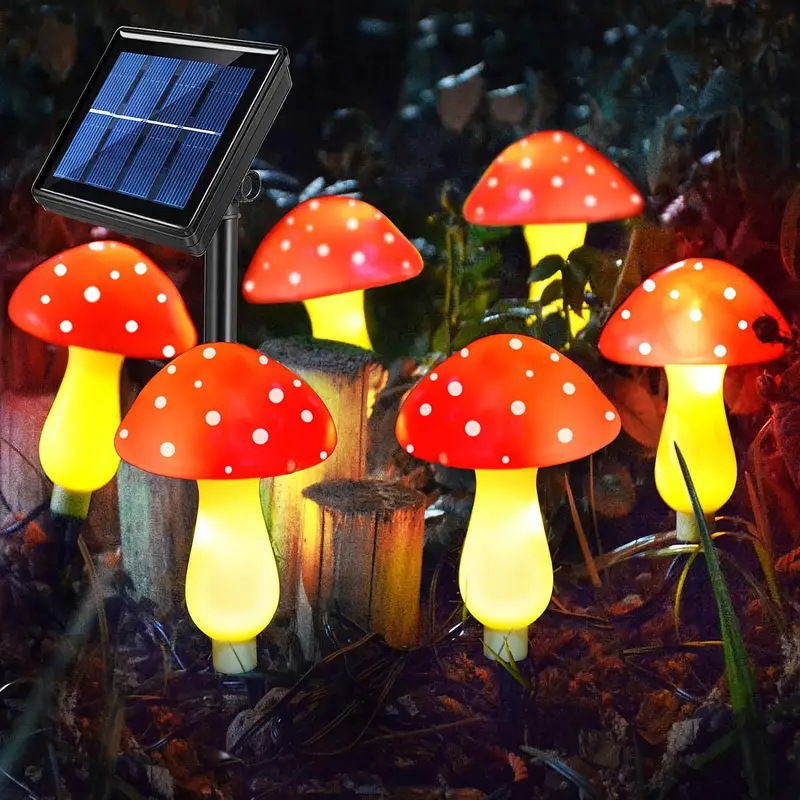 Tsinye Pretty Solar Fairy Lights Outdoor Solar Mushrooms Garden Decoration, 8 Modes Solar Garden Mushroom Lamp