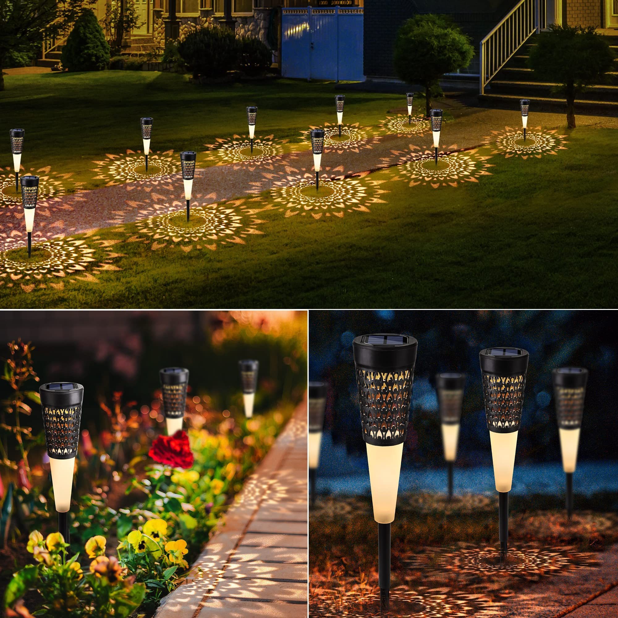 Solar Lights for Garden Solar Torches with Realistic Flame Effect IP65 Waterproof Garden Torches Warm White Solar Garden Light