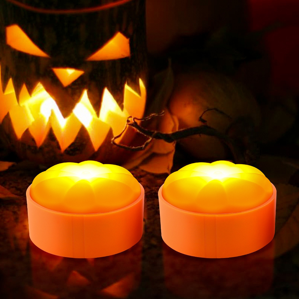 Halloween LED Pumpkin Lights with Remote Control and Timer, Battery Operated, Flickering, Electric, Orange, Halloween