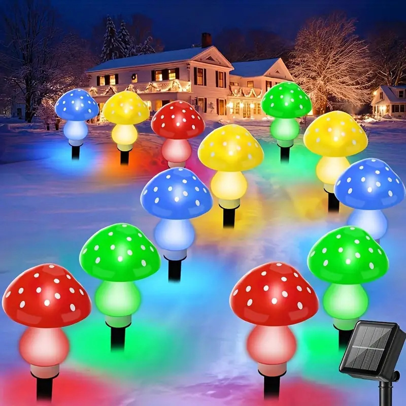 Tsinye Pretty Solar Fairy Lights Outdoor Solar Mushrooms Garden Decoration, 8 Modes Solar Garden Mushroom Lamp