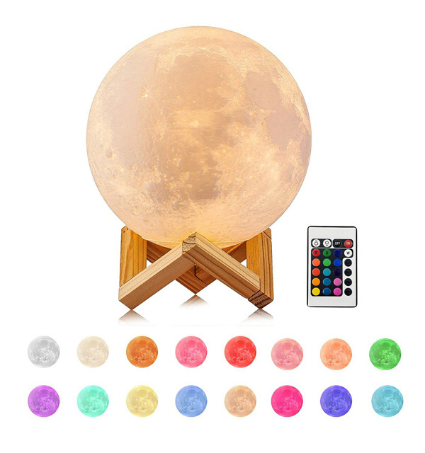 Moon Lamp Kids Night Light Lamp 5.9 inch 16 Colors LED 3D Star Moon Light Remote Touch Control USB Rechargeable Gifts