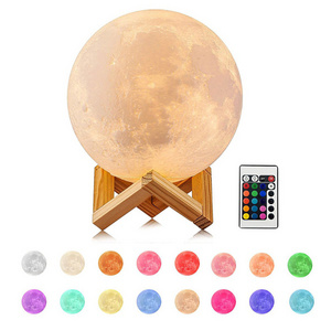 Moon Lamp Kids Night Light Lamp 5.9 inch 16 Colors LED 3D Star Moon Light Remote Touch Control USB Rechargeable Gifts