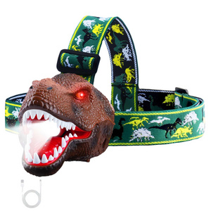 Dinosaur LED Headlamp for Kids Outdoor Toy Head Lamp Flashlight for Boys Christmas Light Christmas Gift Battery Included