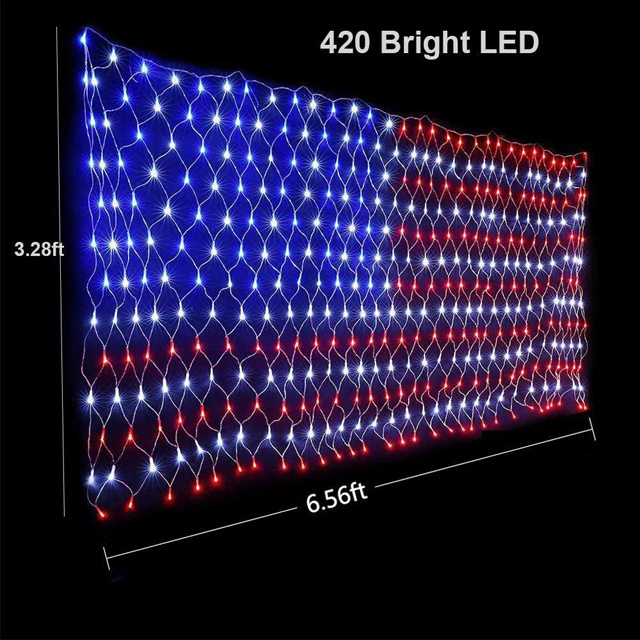 American Flag solar Lights with 390 LED Waterproof American Flag lights Waterproof usa Led Decorations outdoor led flag