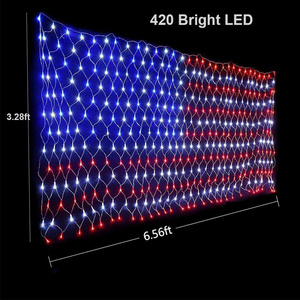 American Flag solar Lights with 390 LED Waterproof American Flag lights Waterproof usa Led Decorations outdoor led flag