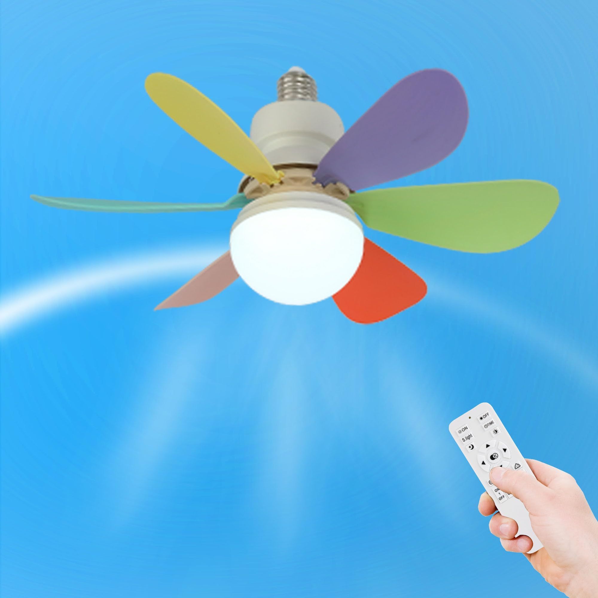 Socket Fan Light with Remote 16.5 Screw Ceiling Fans with Lights E26 Base Small Ceiling Fan Socket Ceiling  with Led