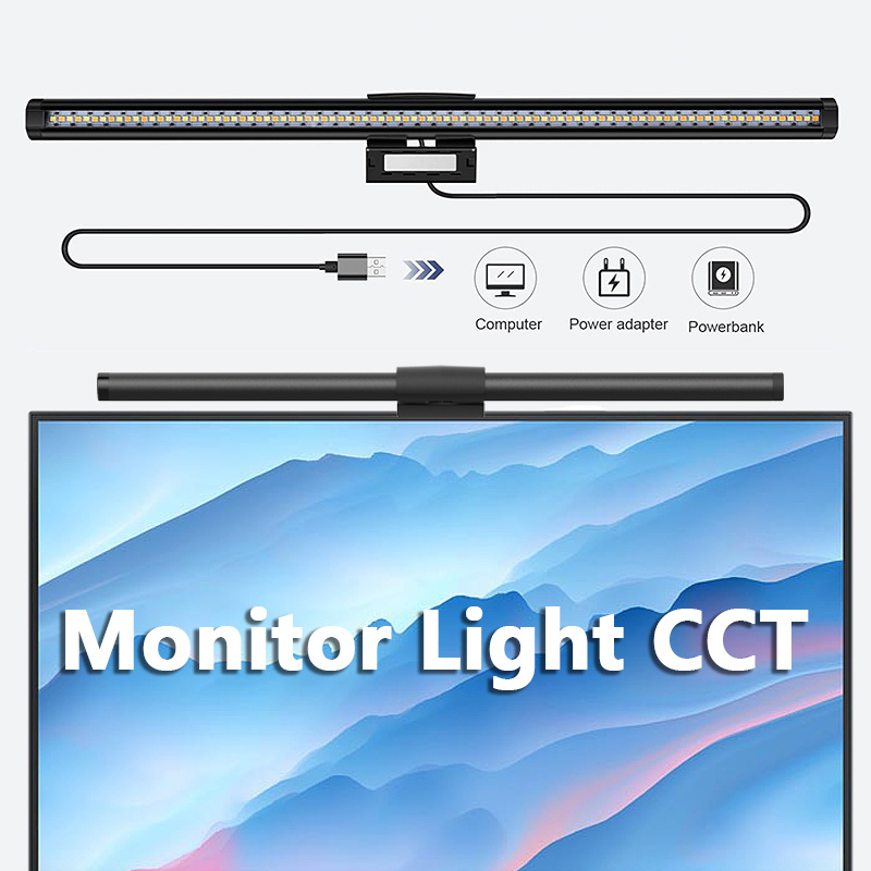 Tsinye Simple Computer Monitor Light,Screen Light Bar USB Powered Monitor Clamp Lamp,Eye Protect Clip On Monitor Lamps