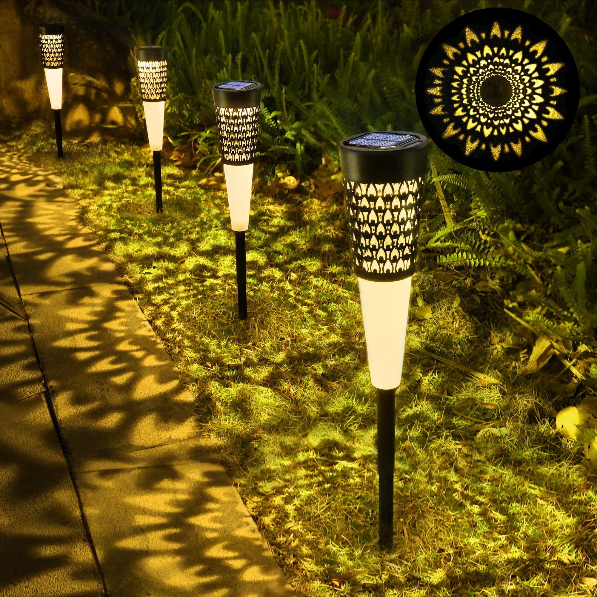 Solar Lights for Garden Solar Torches with Realistic Flame Effect IP65 Waterproof Garden Torches Warm White Solar Garden Light