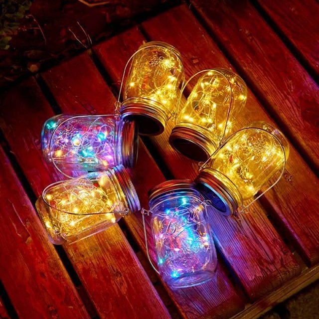 Jar Solar Led Solar Jar Led Outdoor Garden Hanging Hemp Rope Crackle Bottle Copper Wire Waterproof Patio Led Solar Light