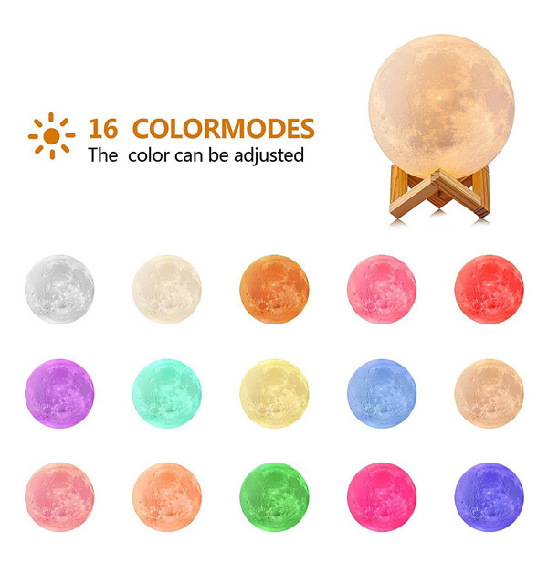 Moon Lamp Kids Night Light Lamp 5.9 inch 16 Colors LED 3D Star Moon Light Remote Touch Control USB Rechargeable Gifts