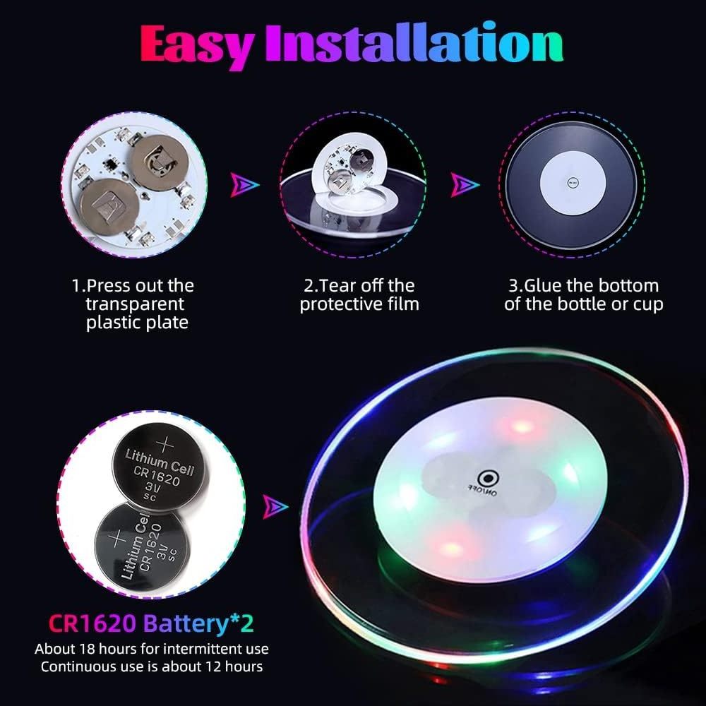 7Colors RGB LED Bottle Lights LED Sticker Coaster Discs Light Up for Drinks  LED Sticker Coaster Discs Light Up for Drinks Flash